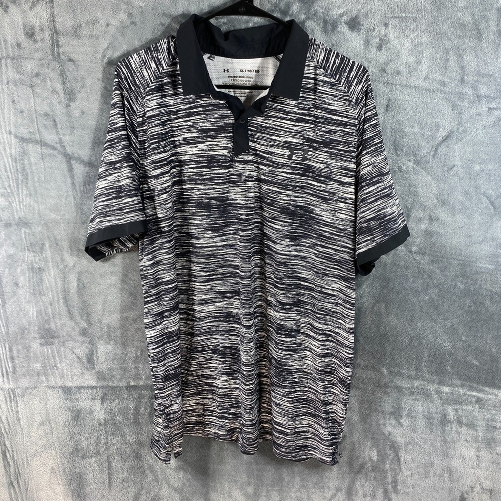 Under Armour Iso Chill Polo Shirt Men XL Black Heat Gear Short Sleeve Active Gym